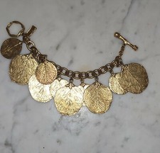 Bracelet feuiles en métal doré Signé Charles JOURDAN Paris