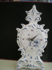BELLE GRANDE PENDULE HORLOGE MOUSTIERS CERAMIQUE SIGNEE BLEU FONCTIONNE