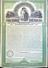 Compagnie ferroviaire Chicago et st-Louis 5% or (B1865) avec coupons