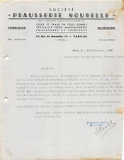 1947 CUIRS ET PEAUX SOCIETE PEAUSSERIE NOUVELLE A PARIS - M. ROUANET A MAZAME