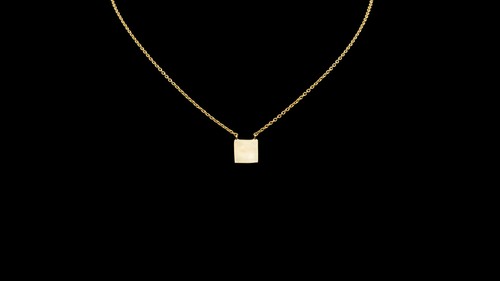 Gold square necklace - gold,
