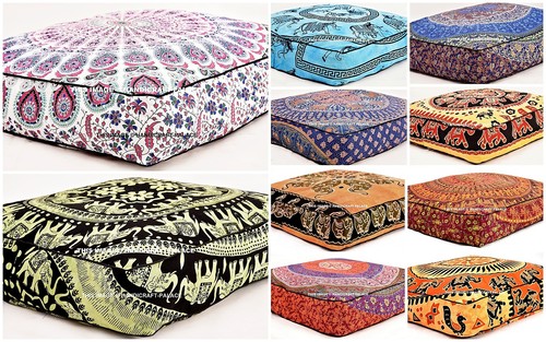Mandala pouf 35x35 indien - pouf,