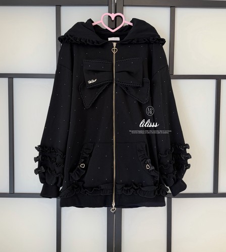 Liz lisa black kawaii hoodie - black,