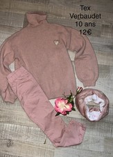 TEX VERBAUDET  10 Ans Fille : PANTALON COTON ET PULL ROSE hiver  TBE