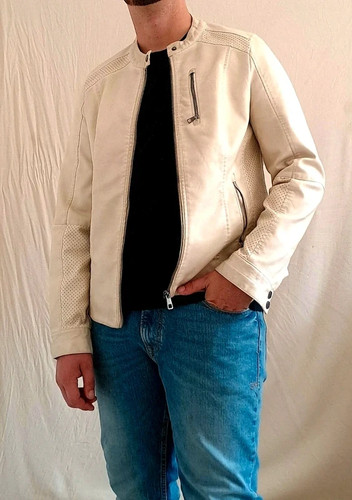 Veste simili cuir crème - , –