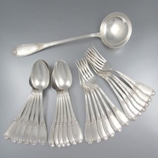 Antique French Silver Plate Flatware Set for Twelve, 25 pcs, Félix Frères