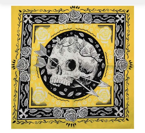 Bandana tête mort jaune - bandana,