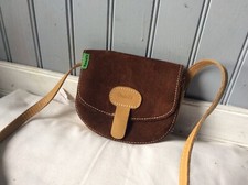 sac bandoulière vintage 80  TANN'S daim brun   . ( L/GO)