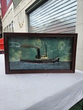 Ancien Diorama Maritime Remorqueur Le Bassens La Rochelle 1917 Maquette 