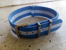 20MM NATO BRACELET Olympique de Marseille NYLON BLANC et BLEU POUR MONTRE