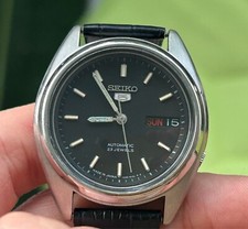AUTOMATIC SEIKO 5 VINTAGE BLACK DIAL DAY DATE 7S26 WRIST WATCH