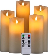 Bougies LED Bougies Sans Flamme Lot de 5 (10,12,15,17,19 cm Ivoire) En Véritable