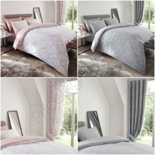 Métro Géométrique Diamant Set Housse de Couette Simple Double Roi / Rideaux