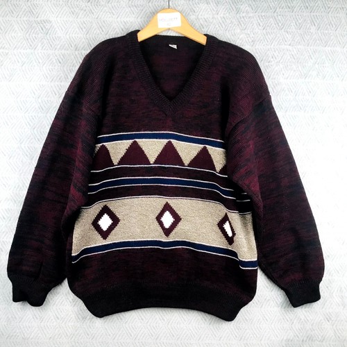 Vintage pull homme bordeaux - homme, l