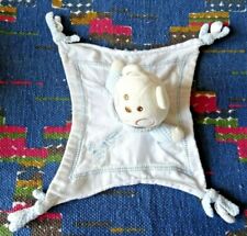 QP/ DOUDOU PLAT TISSU OURS NOUNOURS BLANC BLEU BEBE B COEUR EN BON ETAT