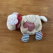 Doudou Peluche Sigikid Mouton Beige Blanc Vichy Rouge Rayé Bleu Fleur Spirale
