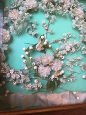 VITRINE COURONNE MARIEE COMMUNIANTE XIX FLEUR D ORANGER TABLEAU NAPOLEON III