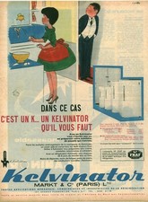 Publicité ancienne réfrigérateur kelvinator issue de magazine 1960 Jean Bells
