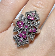 Exquis Argent Sterling Rubis