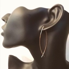 CREOLES DORE FINES MINIMALISTE OVALES 6cm BOUCLES D'OREILLES ACIER INOXYDABLE