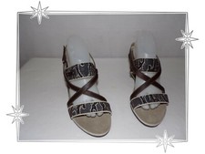 A  -  Chaussures Compensées Sandales Nu Pieds Marron Ecru  Scholl Pointure 40