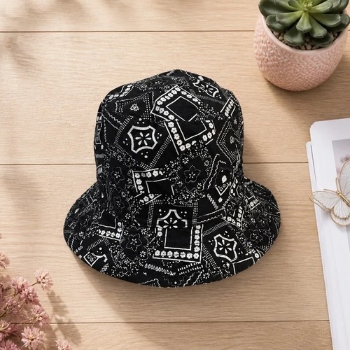 Chapeau bob noir imprimé - bob,