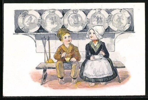 Carte postale couple - , d'enfants