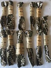 Tresses de fils blanc/gris/noir/kaki Mercerie ancienne/Militaria