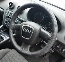 Couvre Volant En Cuir Perforé Véritable Pour Audi A4 B7 05-08 Double Couture