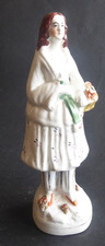 Antique Staffordshire céramique fille panier Pottery Figurine , Girl with Basket