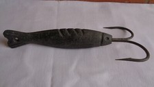 ANCIEN HAMECON A MORUE EN PLOMB FORME POISSON PECHE TERRE NEUVE 1889 FIN XIX EME