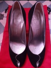 Charles Jourdan escarpins en daim noir et cuir argent T39,5