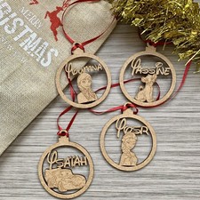 Boule de Noël en bois prénom