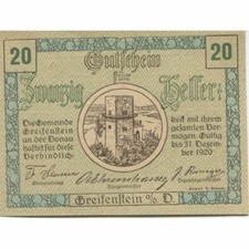 [#282695] Billet, Autriche, Greifenstein, 20 Heller, château, 1920 UNZ- Me