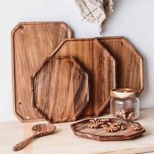 Plateau de service en bois d'acacia élégant et pratique pour salle à manger e