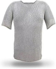 Haubergeon médiéval en cotte de mailles en aluminium - réplique de chemise d'...