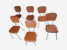6 chaises vintage en simili-cuir et chrome 1970