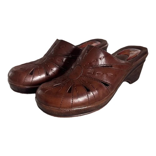 Scholls brown leather - dr, clogs