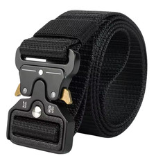 Ceinture Tactique Nylon Boucle Rapide Militaire Outdoor Homme Femme 120cm Noir