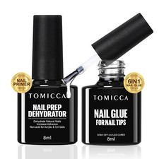 Colle à Faux Ongles et Nail Déshydrateur Set 6 IN 1 Gummy Base Pose Americain...