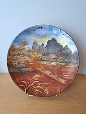 Nguyen Quang Mau , Assiette , Décor Lacustre , Bois Laqué , XX°.