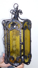 Ancien lustre suspension lanterne en fer forgé extérieur porche