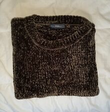 Pull col rond asymétrique marron kaki ZARA Knit Taille S