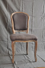 Chaise médaillon en lin et chêne massif taupe grisé