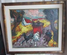 Huile sur toile signée de HENRY D'ANTY (1910-1998)  - Tableau  "Cavalcade"  TBE-