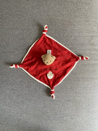 Doudou plat ours rouge blanc - ours,