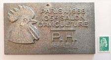 Plaque de concours agricole  PARIS 1968 Salon d'aviculture - fonte d'aluminium