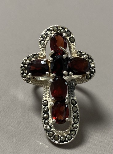 Ancienne bague argent grenat - ancienne,