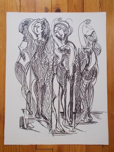 Grand dessin signé - signé, de