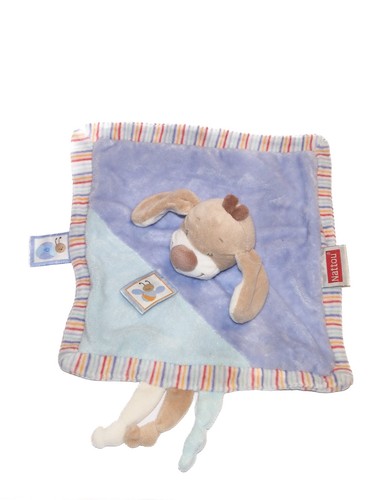 Doudou plat chien bleu les